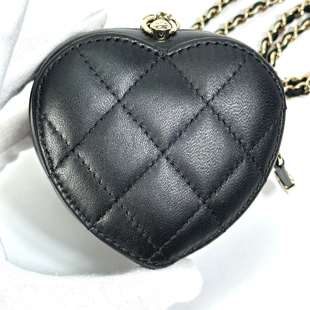 Chanel Wallet Chain Ap2783 Lambskin, Leather Black Coin Case Necklace Coco Mark Cc Neck Strap Mini