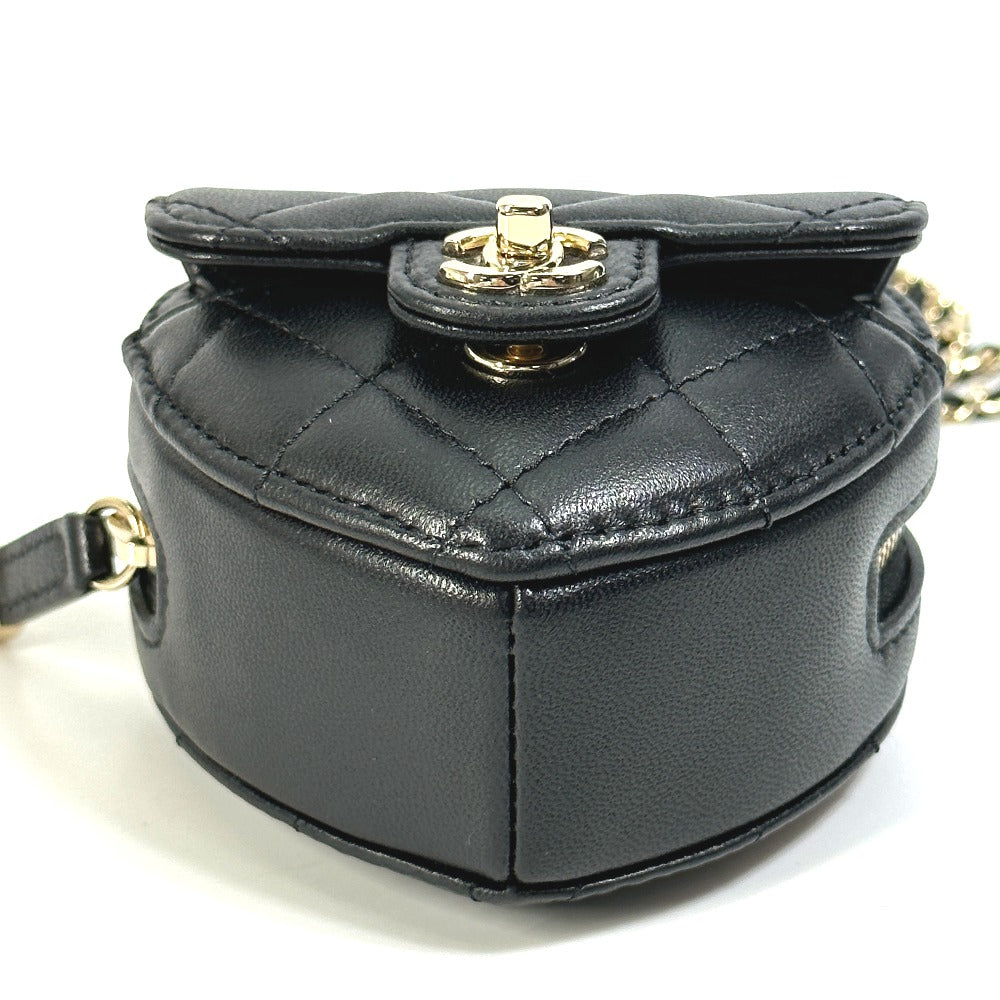 Chanel Wallet Chain Ap2783 Lambskin, Leather Black Coin Case Necklace Coco Mark Cc Neck Strap Mini