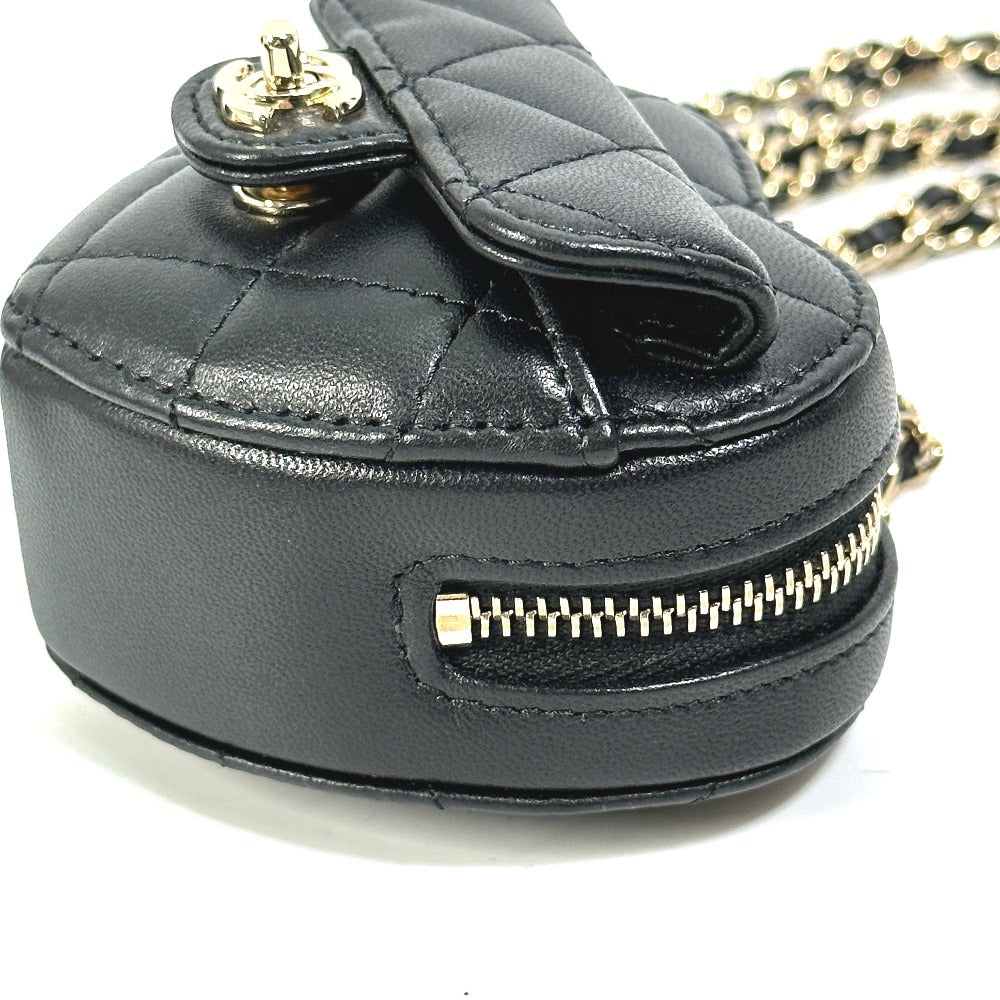 Chanel Wallet Chain Ap2783 Lambskin, Leather Black Coin Case Necklace Coco Mark Cc Neck Strap Mini