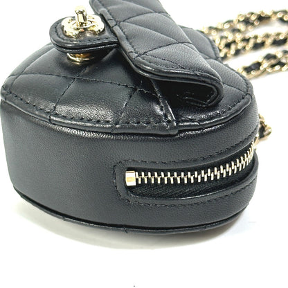 Chanel Wallet Chain Ap2783 Lambskin, Leather Black Coin Case Necklace Coco Mark Cc Neck Strap Mini