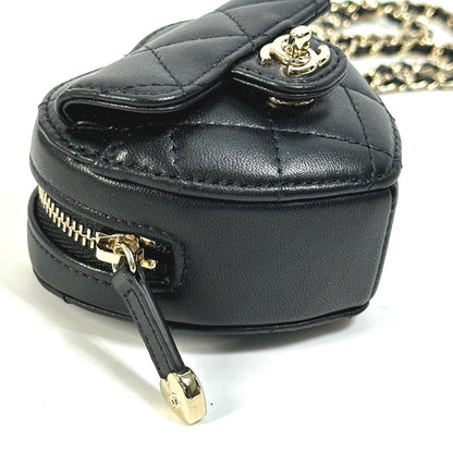 Chanel Wallet Chain Ap2783 Lambskin, Leather Black Coin Case Necklace Coco Mark Cc Neck Strap Mini