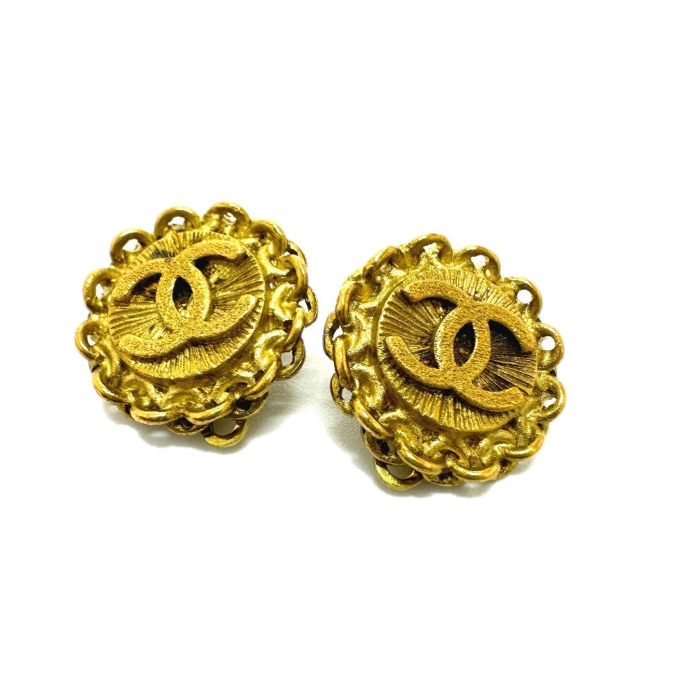 Chanel Earring Gold Plated Gold Coco Mark Women