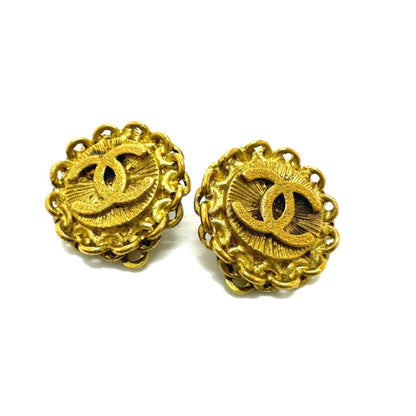 Chanel Earring Gold Plated Gold Coco Mark Women