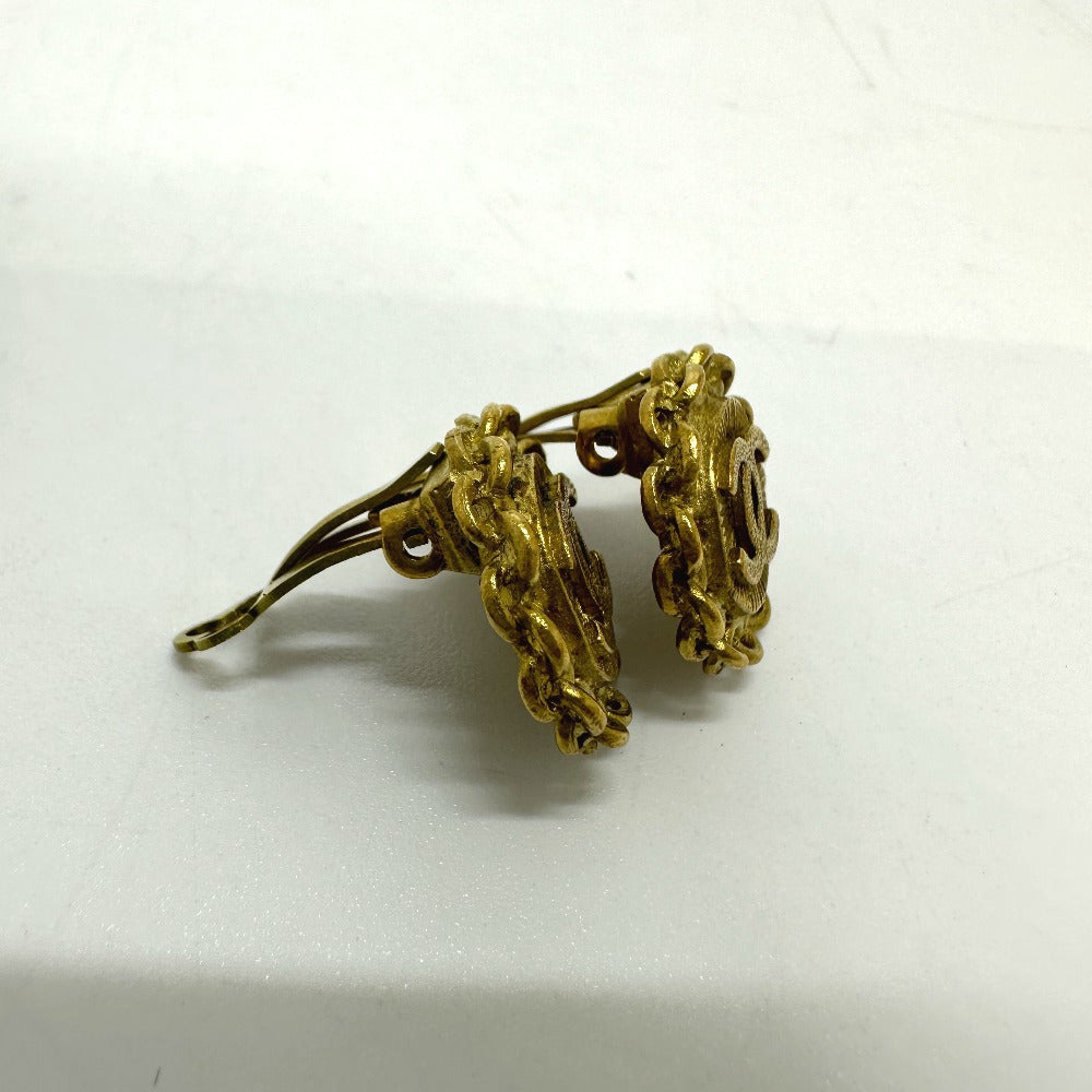 Chanel Earring Gold Plated Gold Coco Mark Women