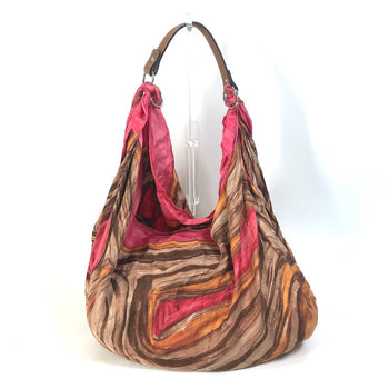 Celine Shoulder Bag Silk / Leather Pink Scarf Bag