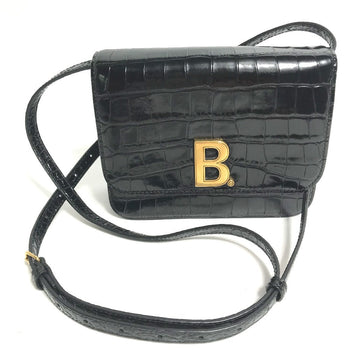 Balenciaga Shoulder Bag 592898 Embossed Leather Black 2Way Clutch Bag Pouch B Logo Quilting Women