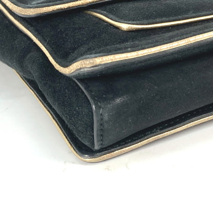 Salvatore Ferragamo Shoulder Bag Suede Black Crossbody Bag Chain Bag Women