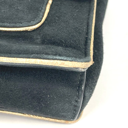 Salvatore Ferragamo Shoulder Bag Suede Black Crossbody Bag Chain Bag Women