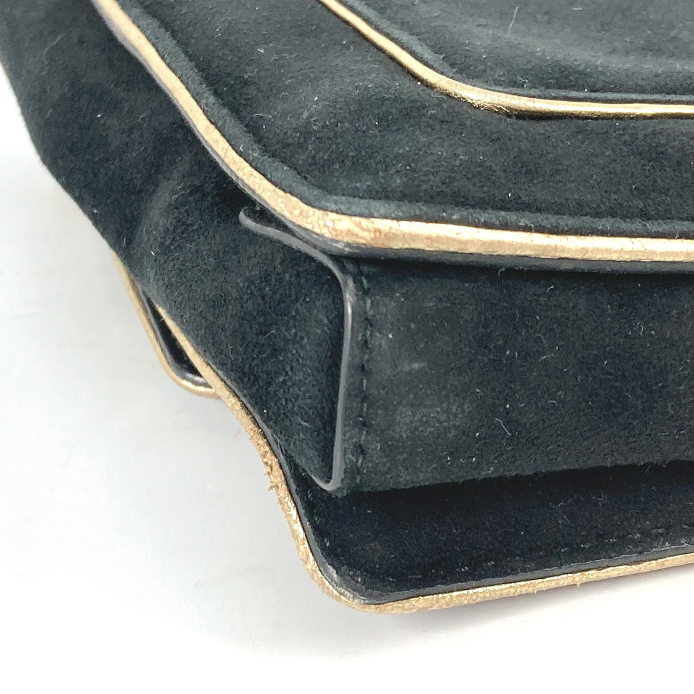 Salvatore Ferragamo Shoulder Bag Suede Black Crossbody Bag Chain Bag Women