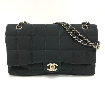 Chanel Shoulder Bag Nylon Black Coco Mark Chocolate Bar Women