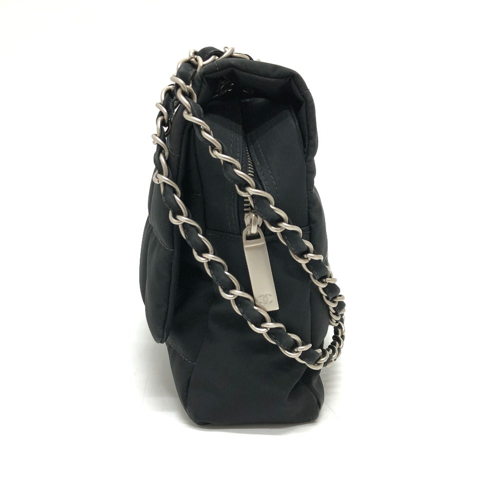 Chanel Shoulder Bag Nylon Black Coco Mark Chocolate Bar Women