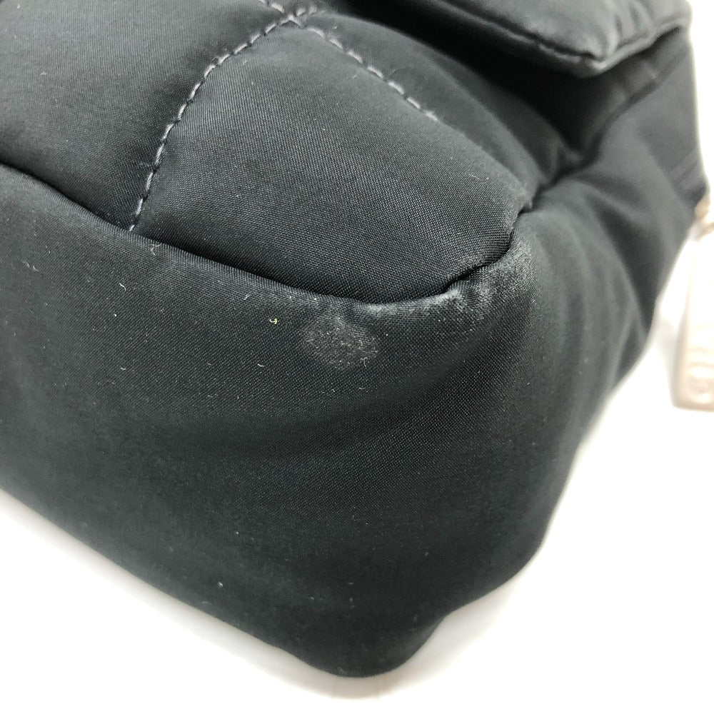 Chanel Shoulder Bag Nylon Black Coco Mark Chocolate Bar Women