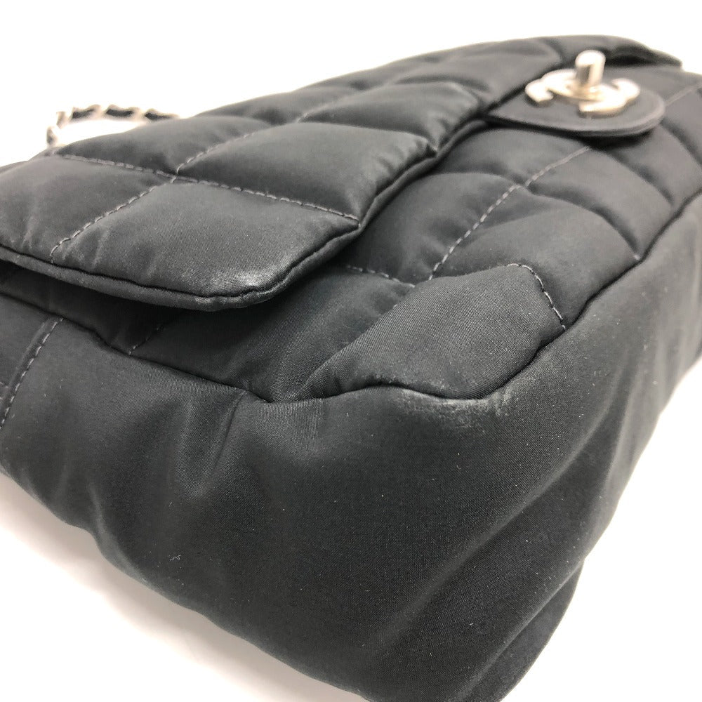 Chanel Shoulder Bag Nylon Black Coco Mark Chocolate Bar Women