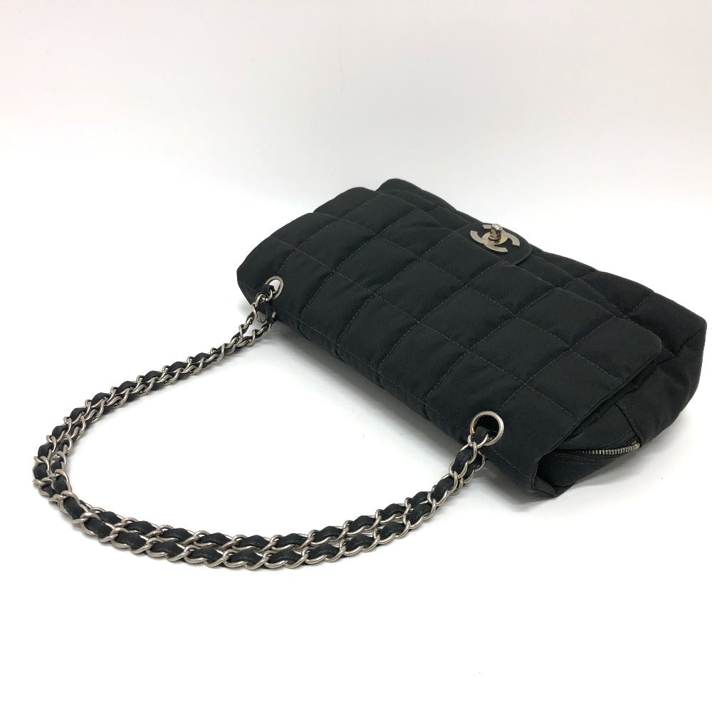 Chanel Shoulder Bag Nylon Black Coco Mark Chocolate Bar Women