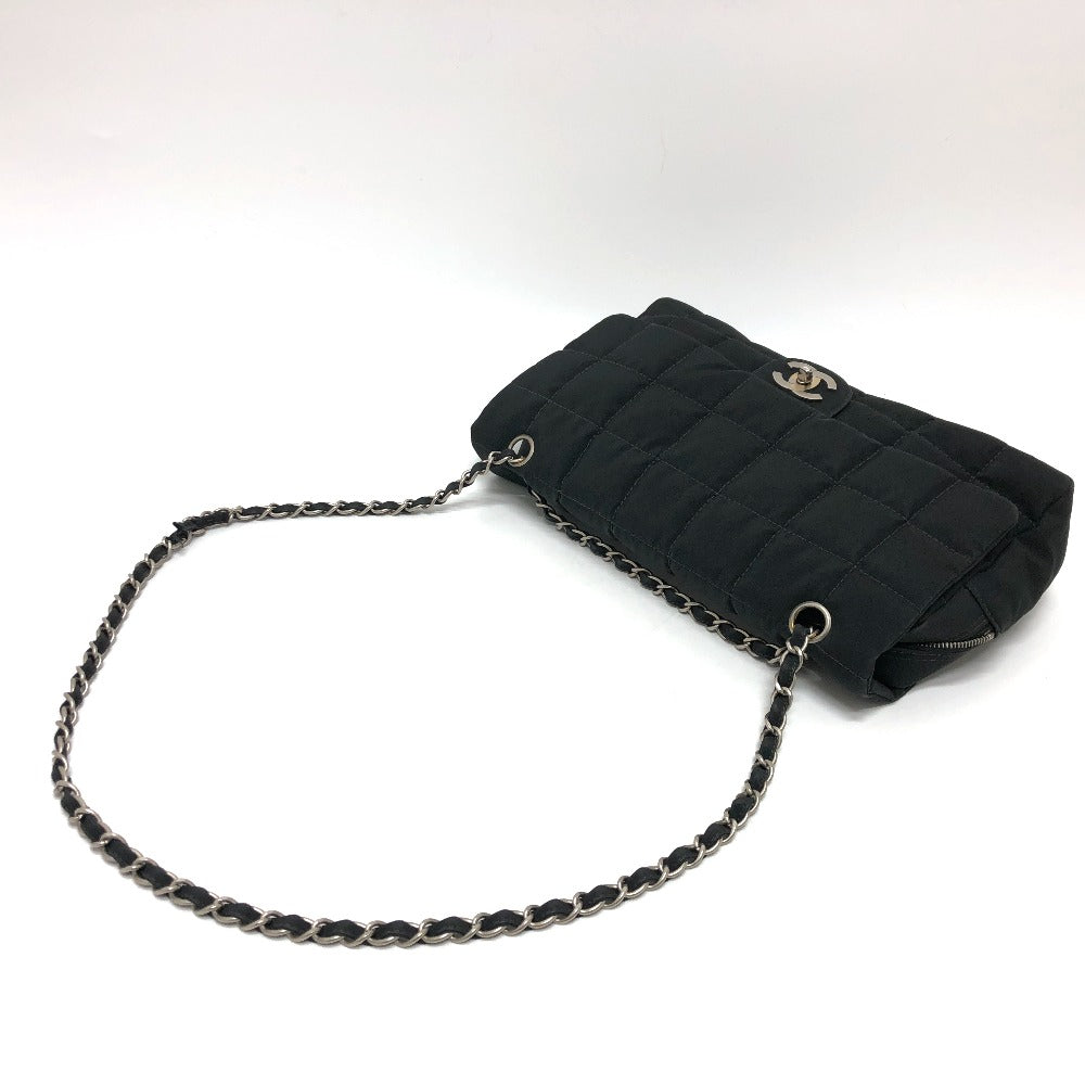 Chanel Shoulder Bag Nylon Black Coco Mark Chocolate Bar Women
