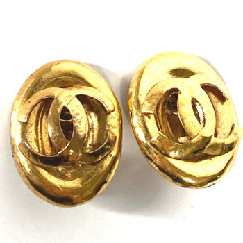 Chanel Earring Metal Gold Vintage Cc Coco Mark Women