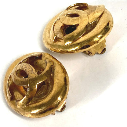 Chanel Earring Metal Gold Vintage Cc Coco Mark Women