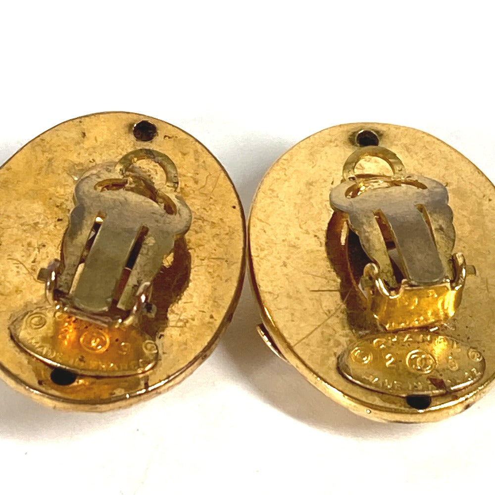 Chanel Earring Metal Gold Vintage Cc Coco Mark Women