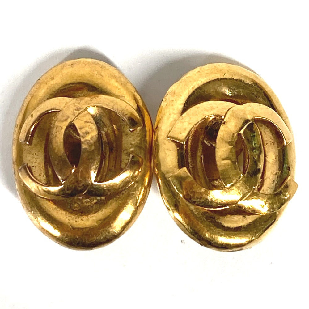 Chanel Earring Metal Gold Vintage Cc Coco Mark Women