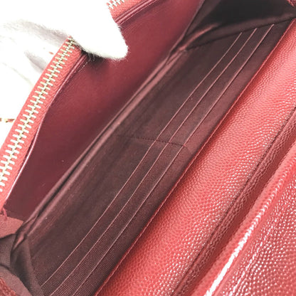 Chanel Long Wallet Purse Caviar Skin Red X Gold Metal Cc Coco Mark Coco Lock Chain Wallet Women