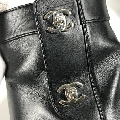 Chanel Boots G31204 Leather Black Turn Lock Women 35