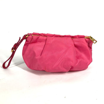 Prada Clutch Bag Nylon Pink With Strap Ribbon Ribon Women