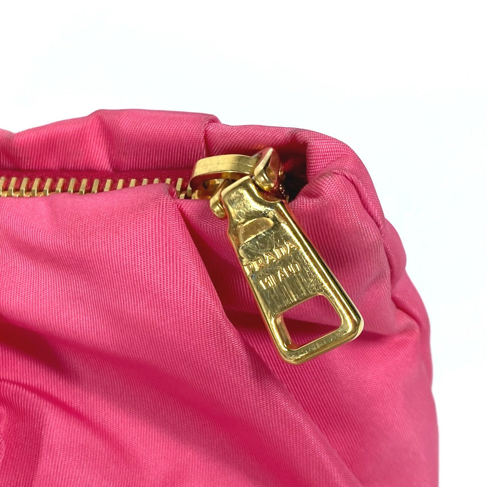 Prada Clutch Bag Nylon Pink With Strap Ribbon Ribon Women