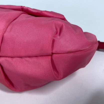 Prada Clutch Bag Nylon Pink With Strap Ribbon Ribon Women