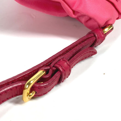 Prada Clutch Bag Nylon Pink With Strap Ribbon Ribon Women