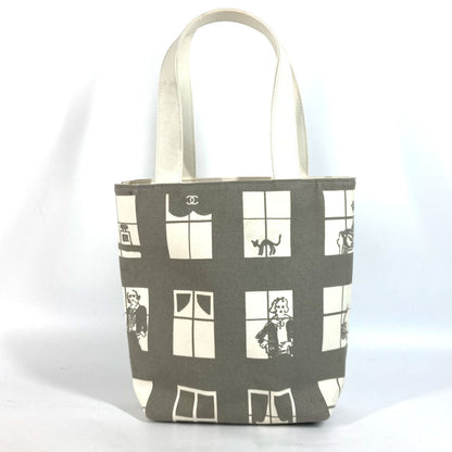Chanel Shoulder Bag Canvas Gray Shoulder Window Line Women