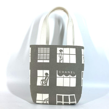 Chanel Shoulder Bag Canvas Gray Shoulder Window Line Women