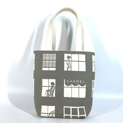 Chanel Shoulder Bag Canvas Gray Shoulder Window Line Women