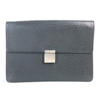 Louis Vuitton Business Bag M30782 Taiga Leather Black Taiga Selenga Mens