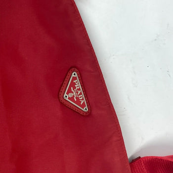 Prada Shoulder Bag Nylon Red Pochette Triangle Logo Plate Women