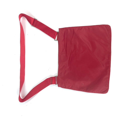 Prada Shoulder Bag Nylon Red Pochette Triangle Logo Plate Women