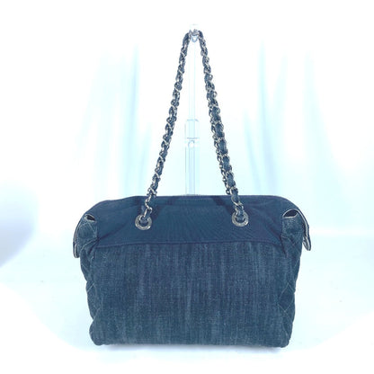Chanel Shoulder Bag Denim Blue Cc Coco Mark Matelasse Quilting Women