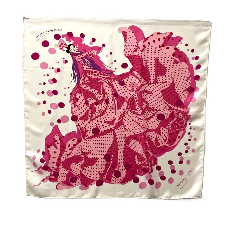Hermes Scarf Silk Pink Carre90 Ihola Flamenca Hola Flamenca Women