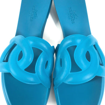 Hermes Sandals Rubber Blue Aloha Women 36