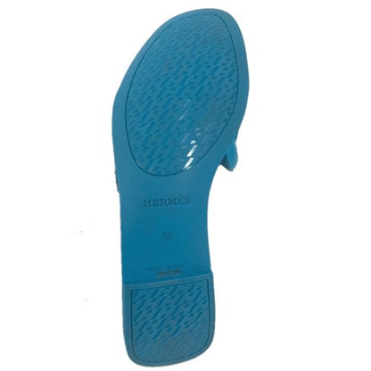 Hermes Sandals Rubber Blue Aloha Women 36