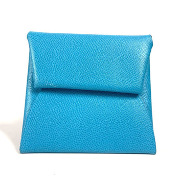 Hermes Coin Case Leather Blue Bastia Women(Unisex)