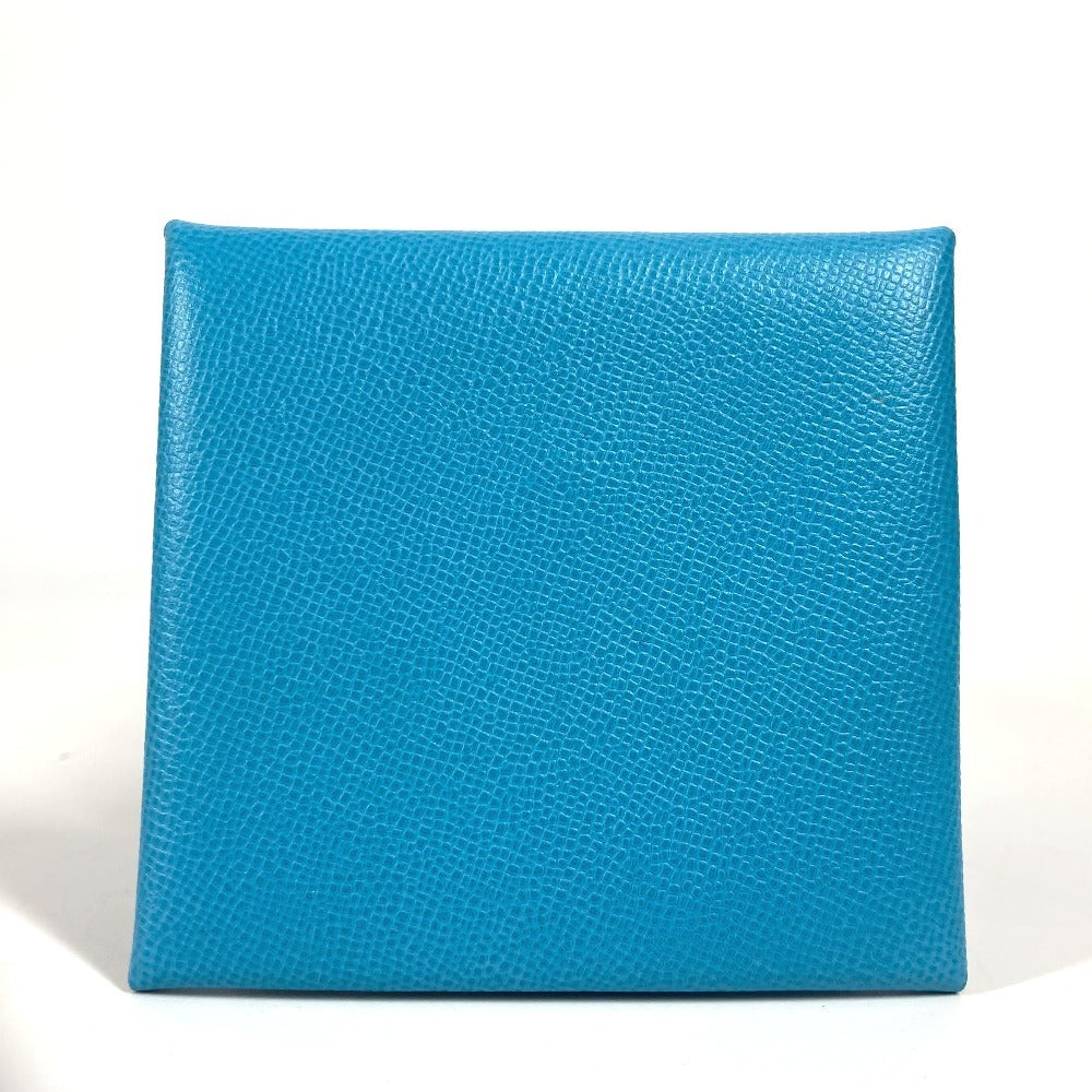 Hermes Coin Case Leather Blue Bastia Women(Unisex)