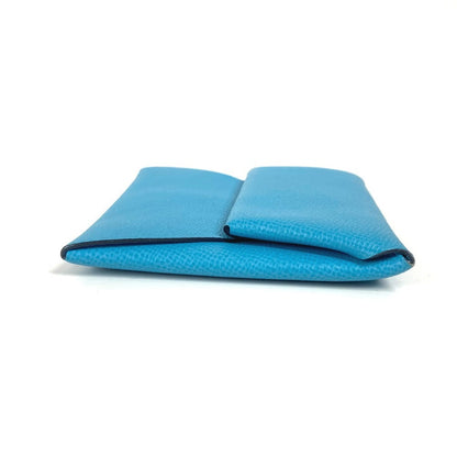 Hermes Coin Case Leather Blue Bastia Women(Unisex)