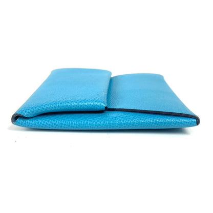 Hermes Coin Case Leather Blue Bastia Women(Unisex)