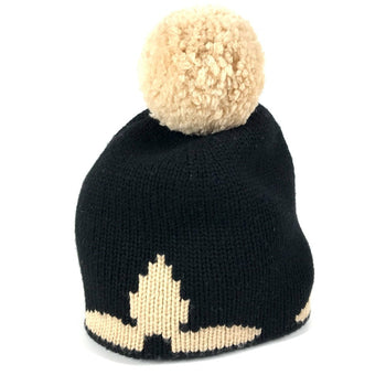 Louis Vuitton Knit Hat M70840 Wool Black With Pompoms Bonnet Morning Rum