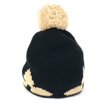 Louis Vuitton Knit Hat M70840 Wool Black With Pompoms Bonnet Morning Rum