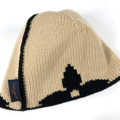 Louis Vuitton Knit Hat M70840 Wool Black With Pompoms Bonnet Morning Rum