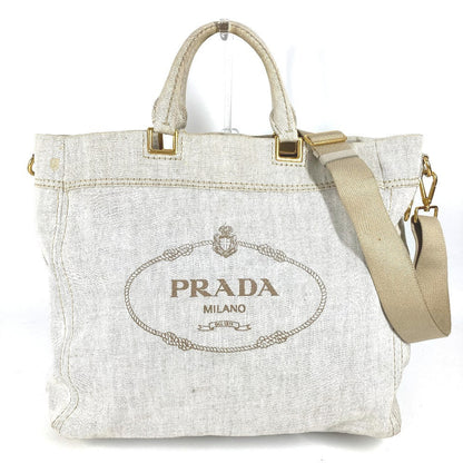 Prada Shoulder Bag Canvas Ivorytype 2Way Bag Canapa Logo