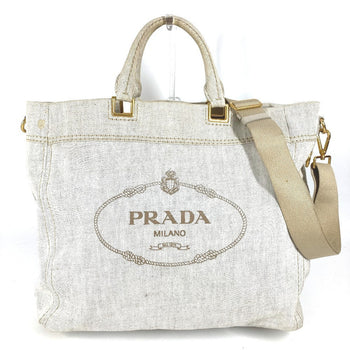 Prada Shoulder Bag Canvas Ivorytype 2Way Bag Canapa Logo