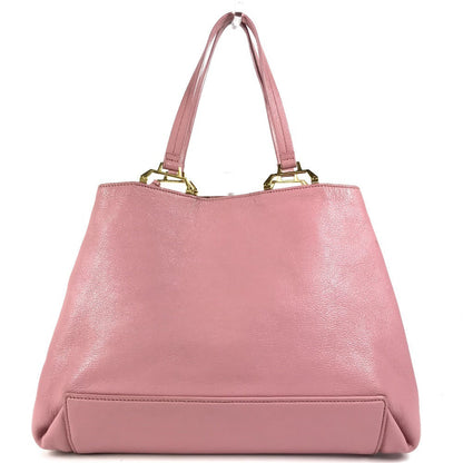 Miumiu Tote Bag 5Bg002 Leather Pink With Porch Logo Madras