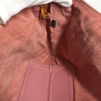 Miumiu Tote Bag 5Bg002 Leather Pink With Porch Logo Madras